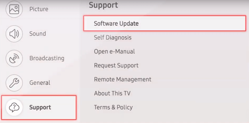 Support -> Software Update