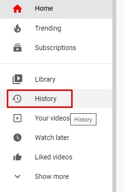 Click on the history button