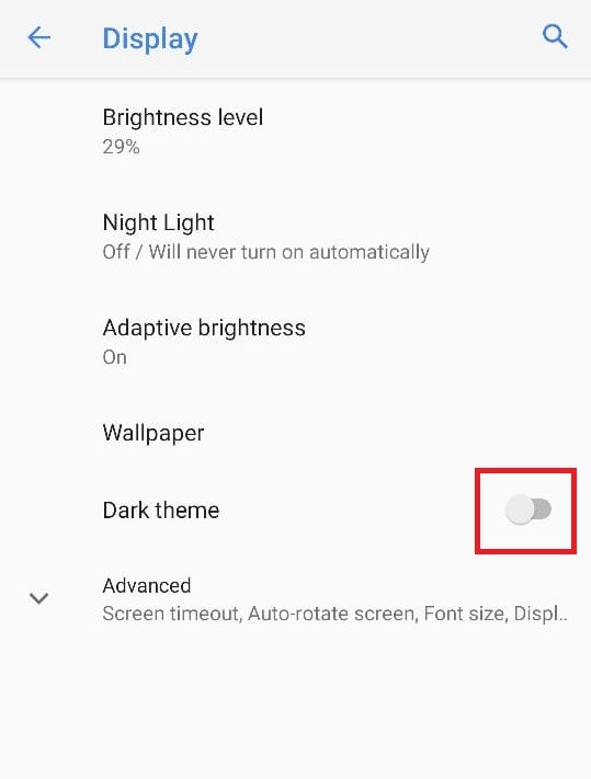 Enable Android Dark Mode