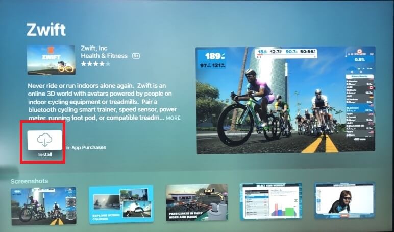 Zwift on Apple TV