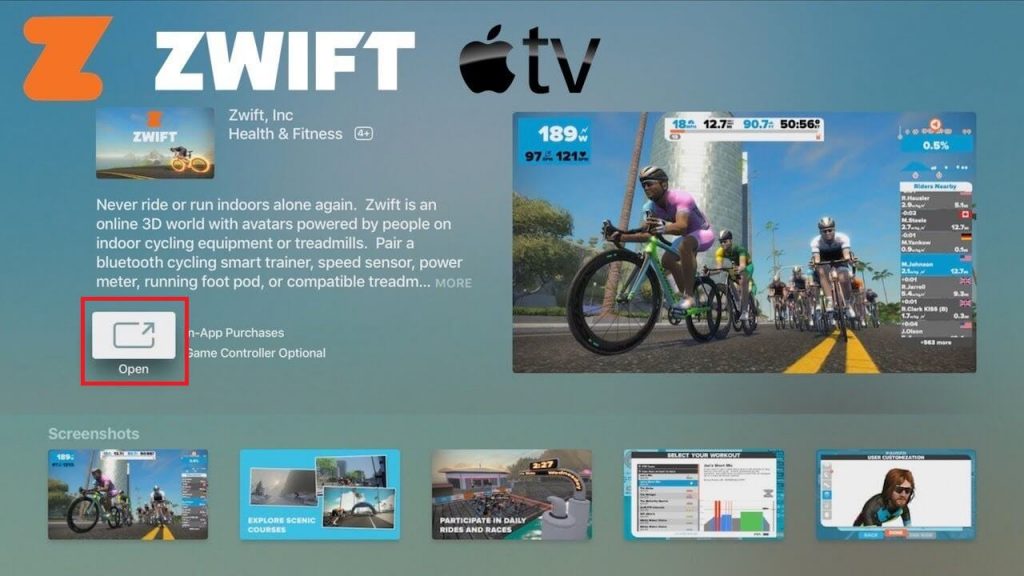 Zwift on Apple TV