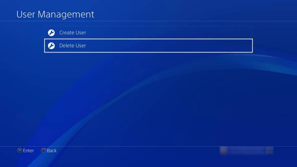 delete a user on PS4