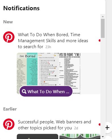 Pinterest notifications