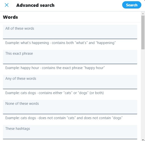 Advanced Search on Twitter