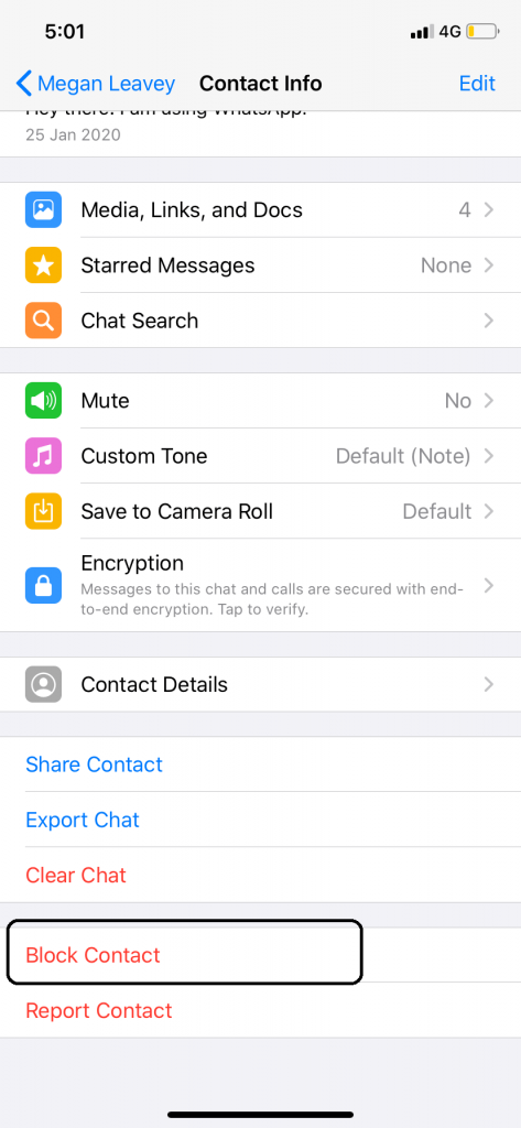 How to Block someone on Whatsapp