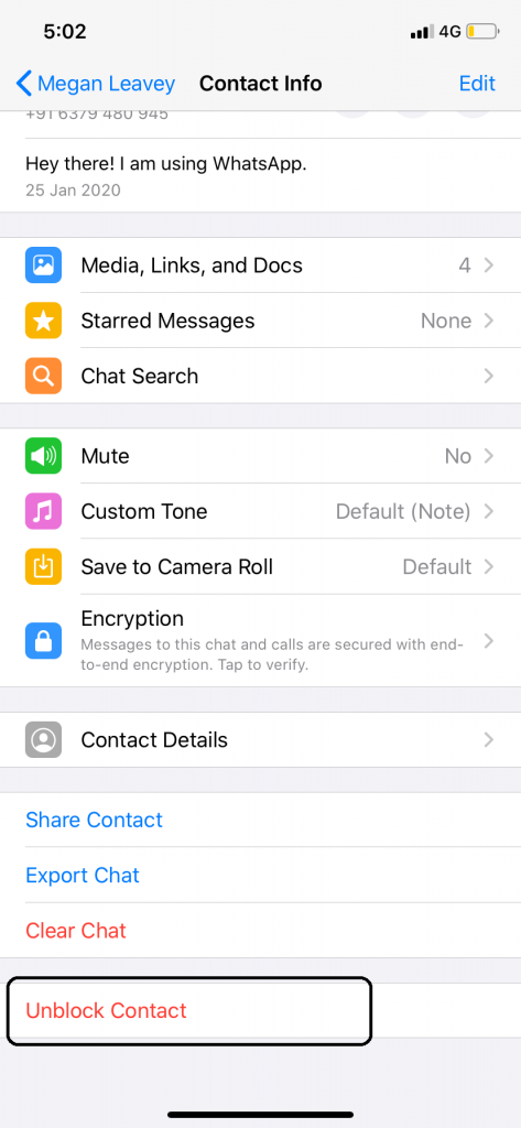 Unblock on Whatsapp