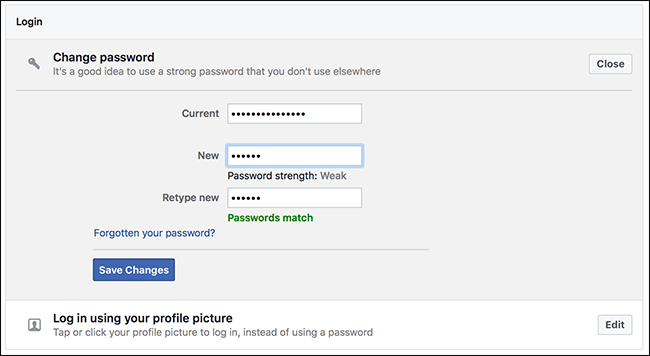 Change Password on Facebook