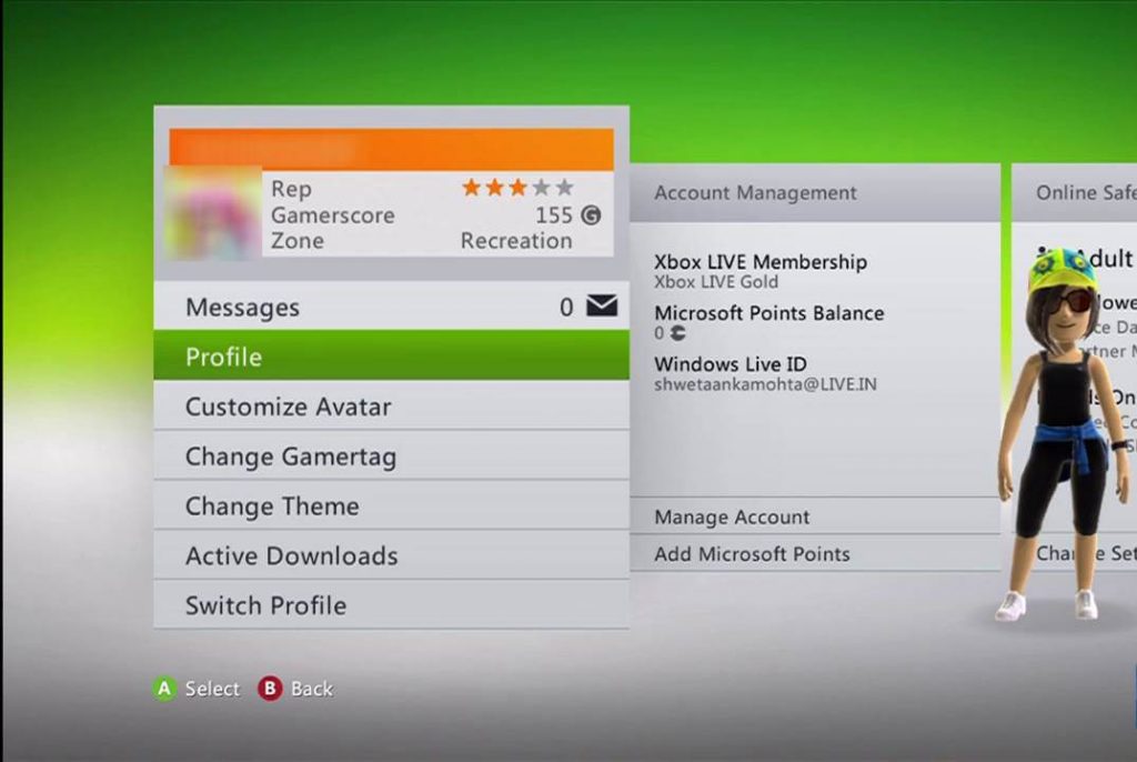 Profile on Xbox 360