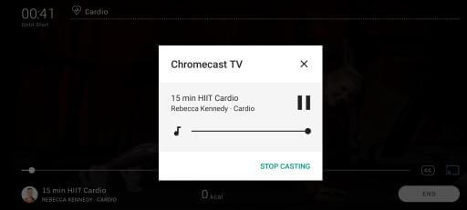 Click on Stop Casting - Chromecast Peloton