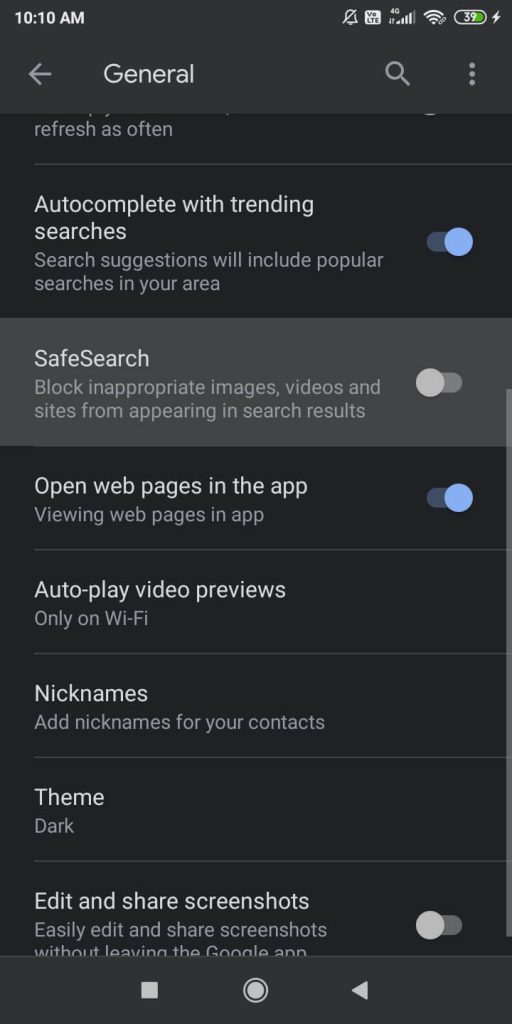 Google Dark Mode