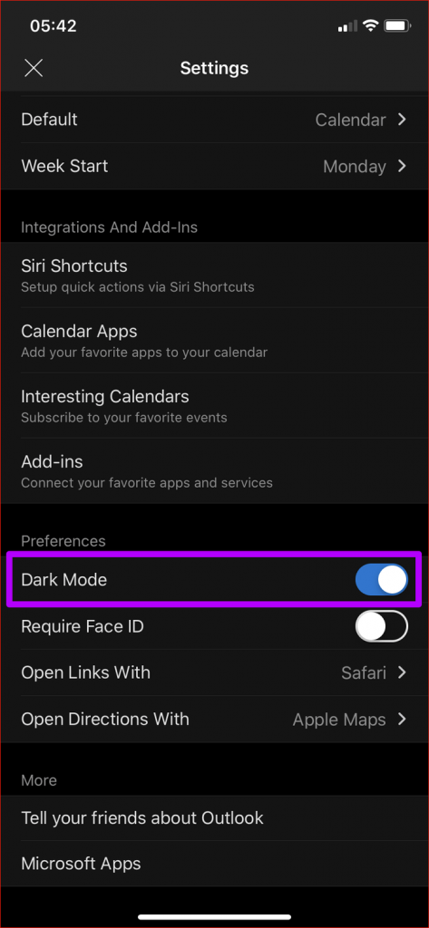 Microsoft Outlook Dark Mode