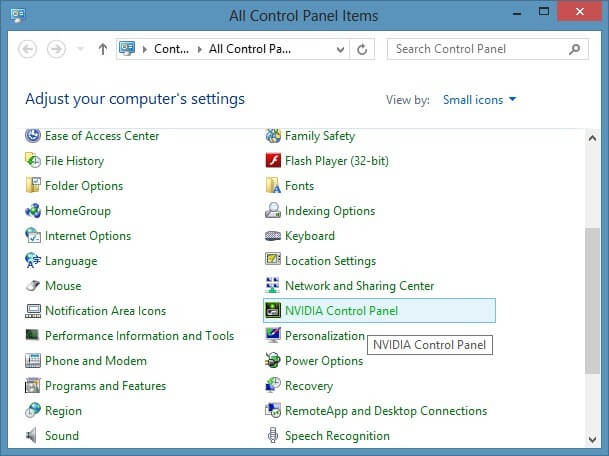 Double Click Nvidia Control Panel