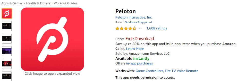 Download Peloton app