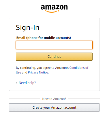 Sign with Amazon account