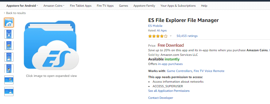 ES File Explorer on Firestick