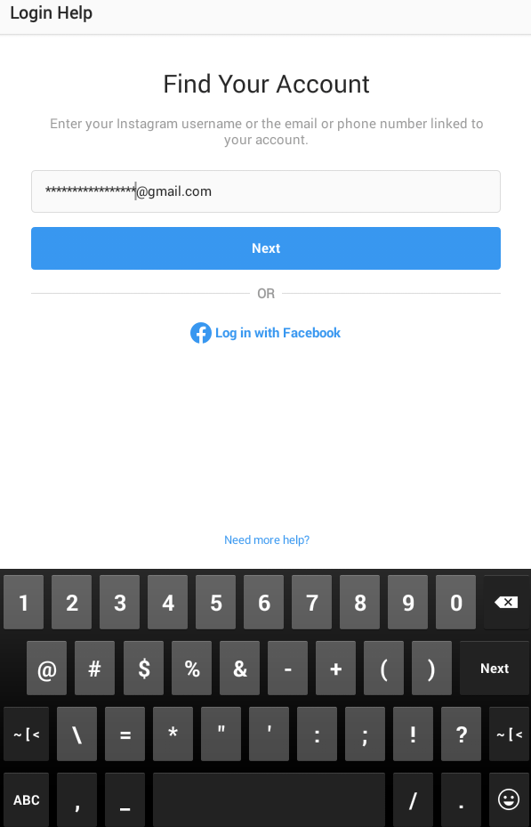 Reset Password in Instagram