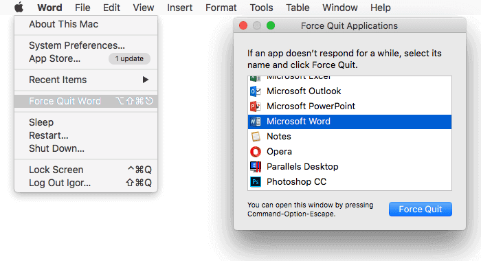 Force Quit Mac App using Finder