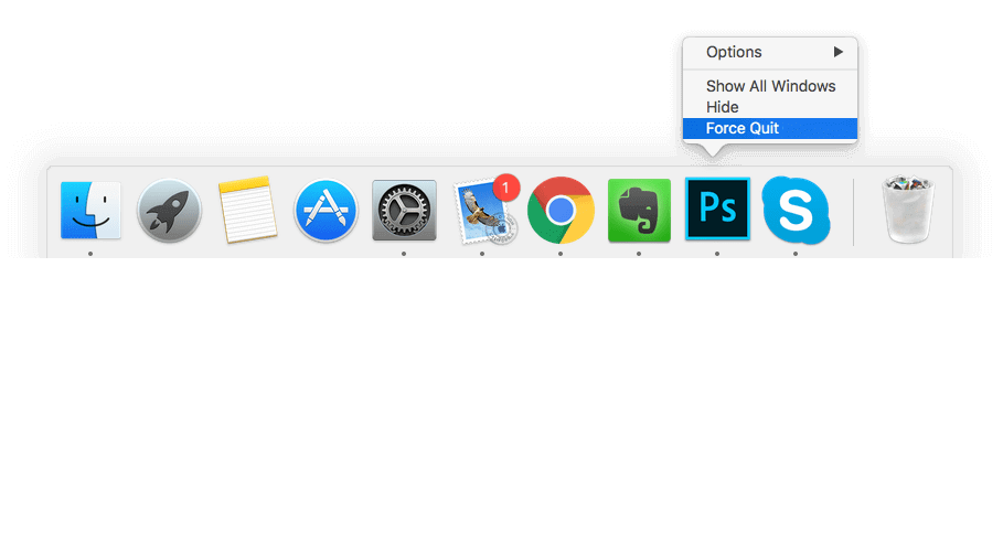 Force Quit on Mac using Dock Panel