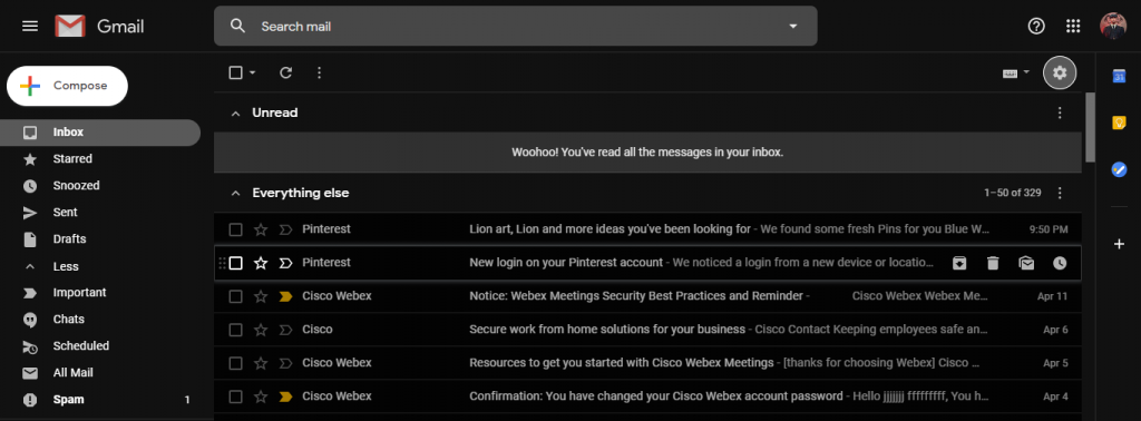 Gmail Dark Mode