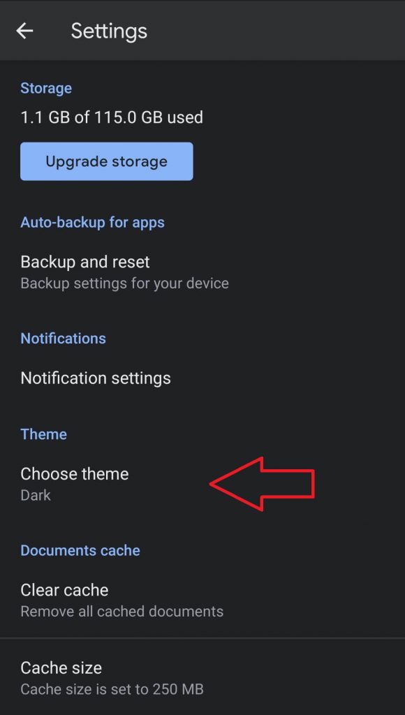 Dark Mode on Google Drive