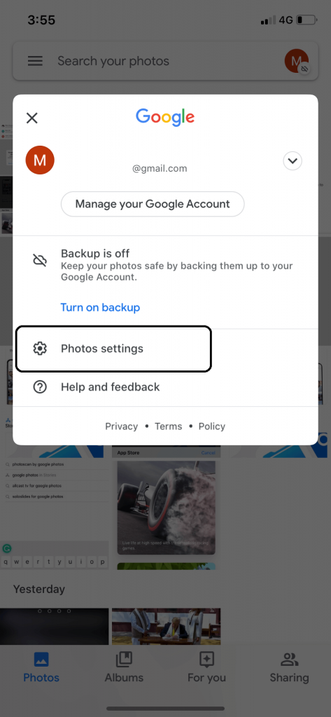 Google Photos on iPhone