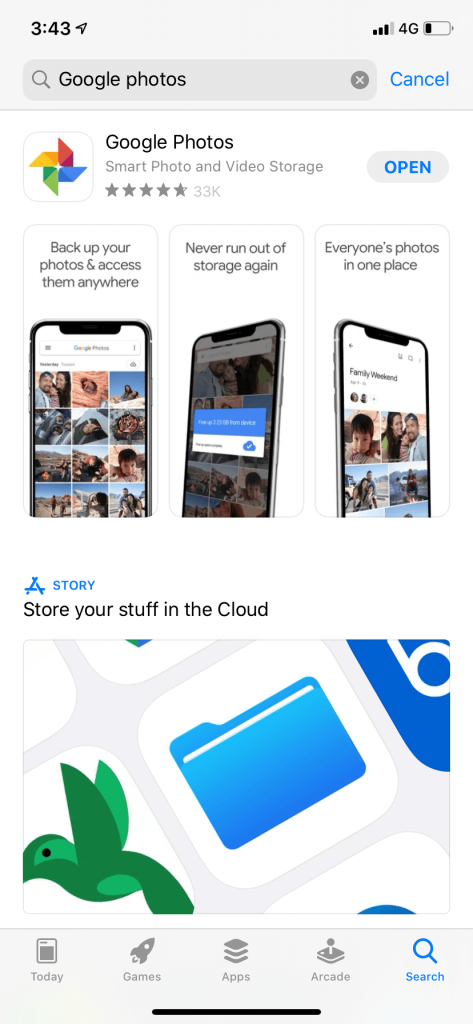 Google Photos on iPhone