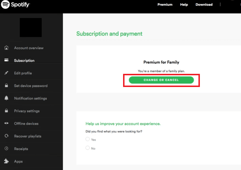 how to cancel spotify premium on app android