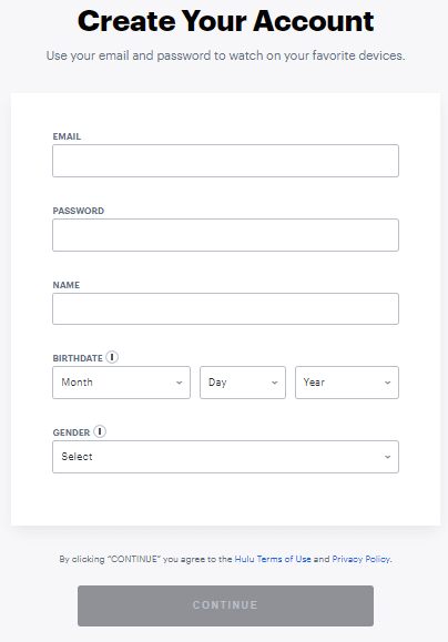 Create Hulu Account