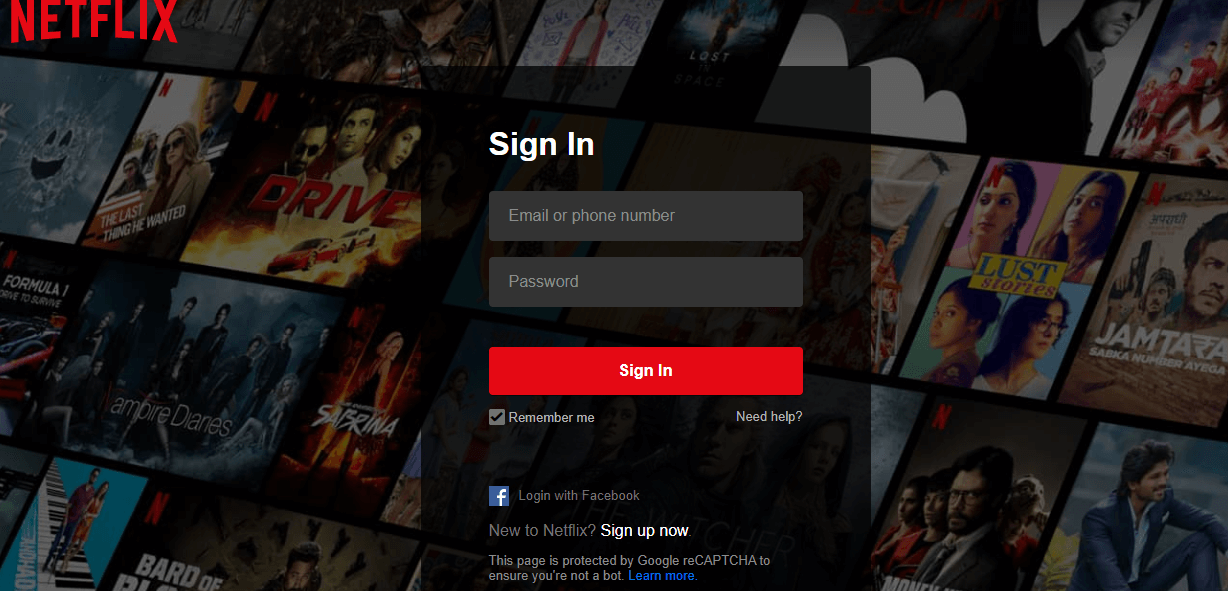 Netflix login screen - filnviewer