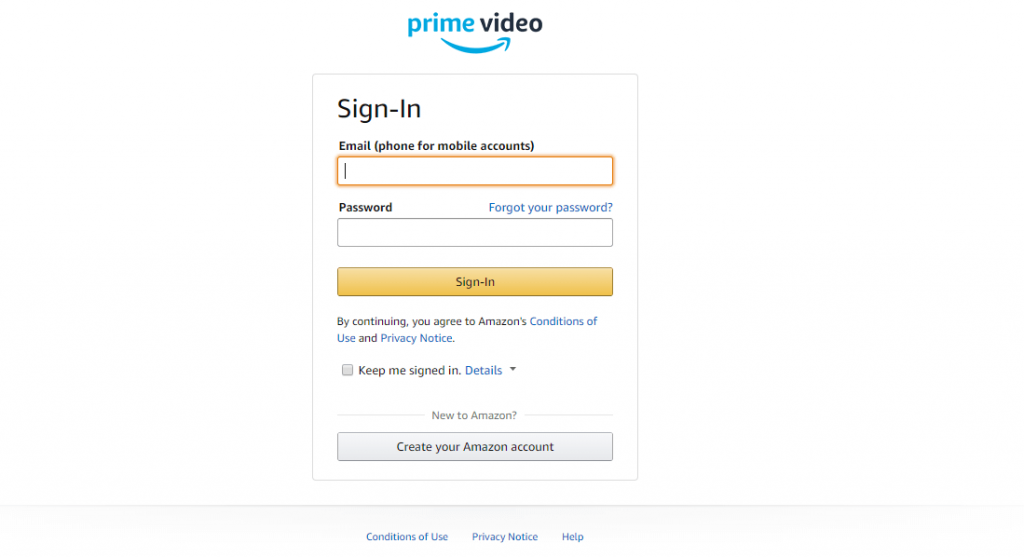 what is my amazon prime video login