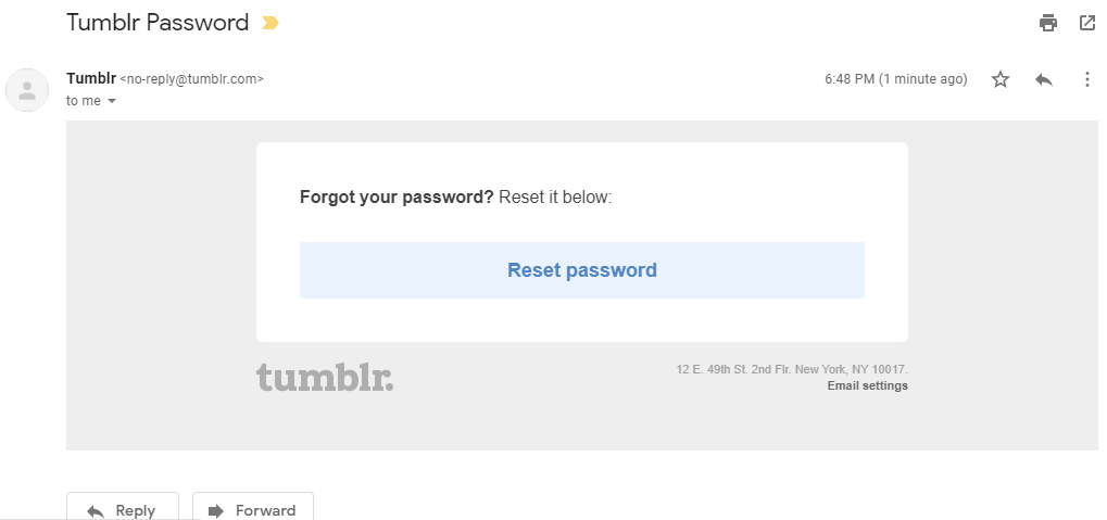 Make a Tap on Reset Password