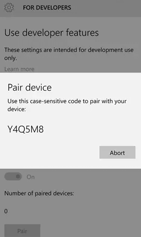 Note Down Pair Code - How to Install Android Apps on Windows Phone