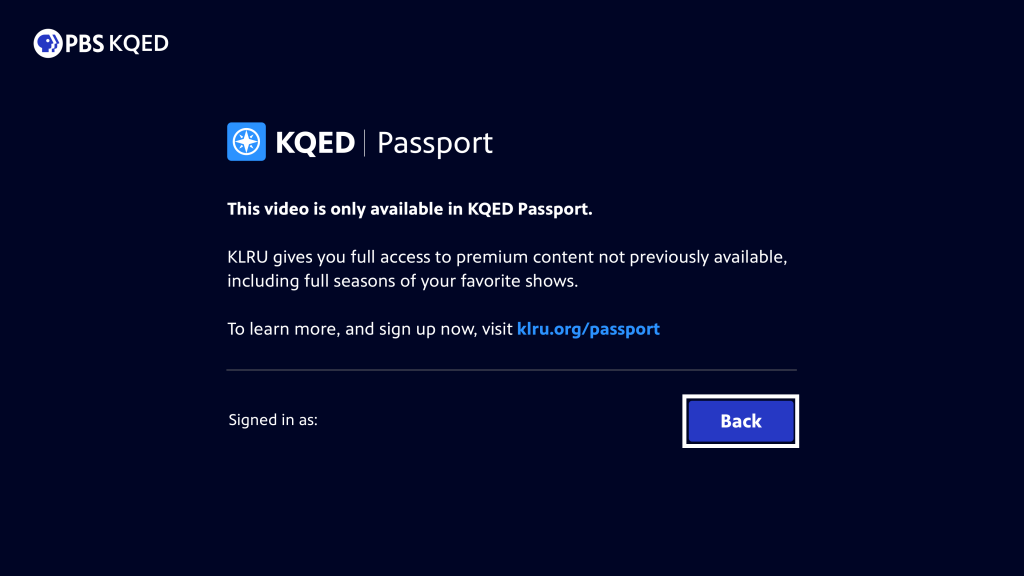 PBS Passport on Roku