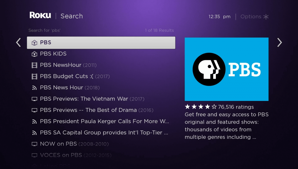 PBS on Roku