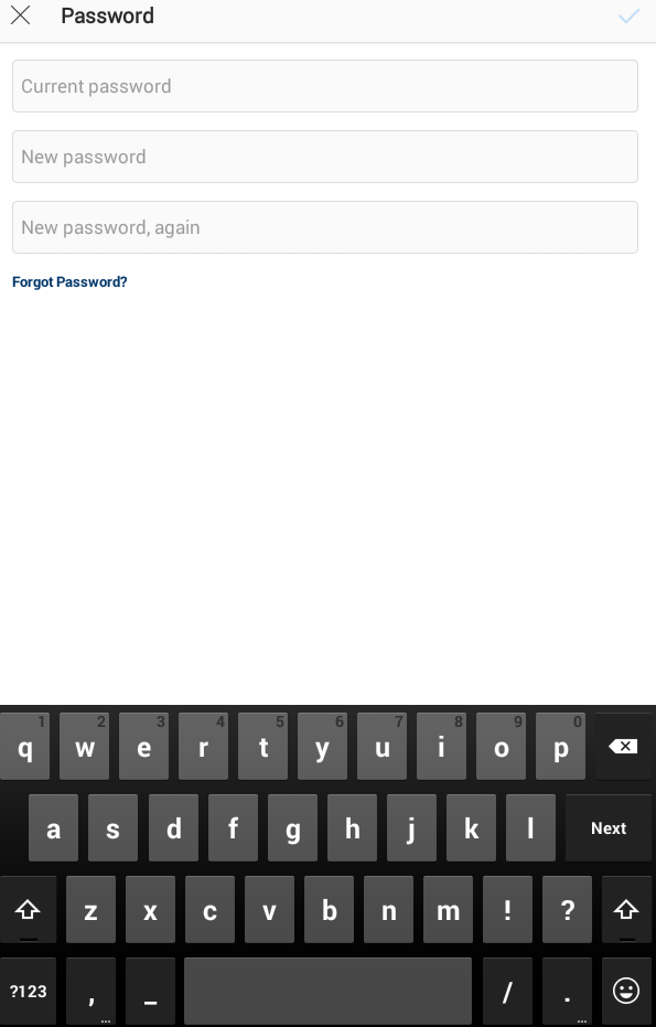 Provide New Password - Change Password in Instagram