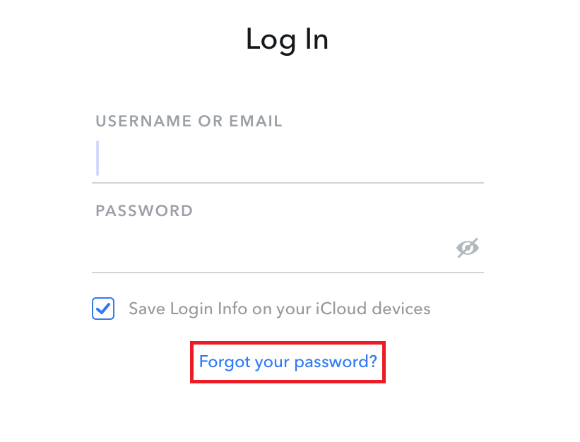 Forgot your password button