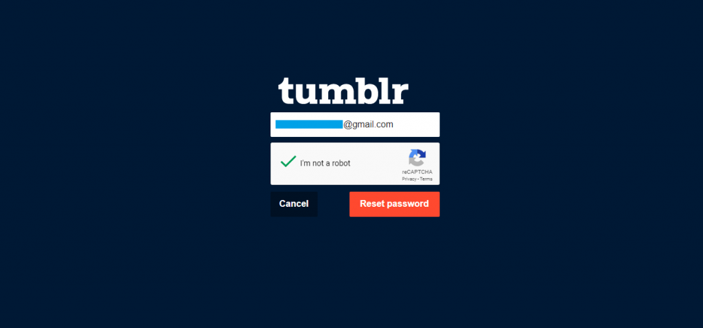 Reset Tumblr Password from Web