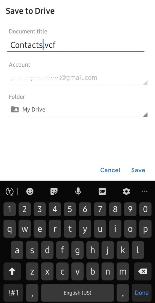 Save Contacts as VCF file - Backup Contacts on Android