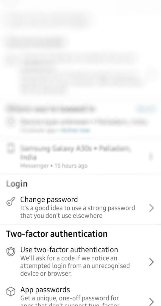 Select Change Password on Facebook
