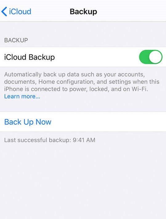 Select iCloud Backup - How to Backup iPhone