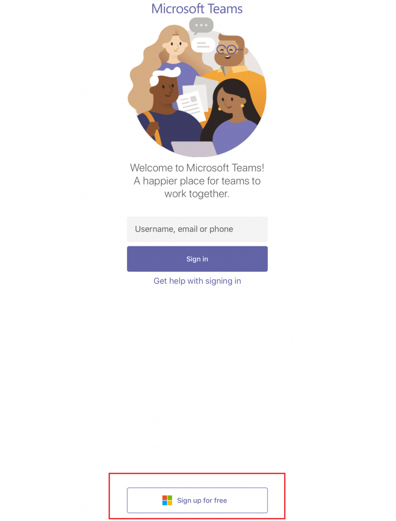 Sign Up for Microsoft Teams