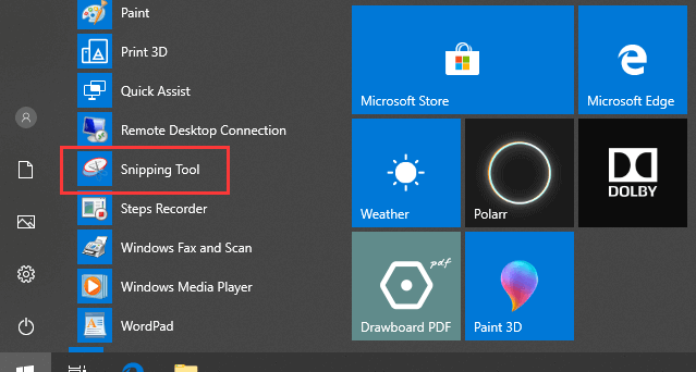Snipping Tool Windows 10