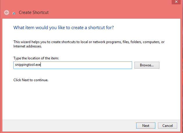 Create shortcut 