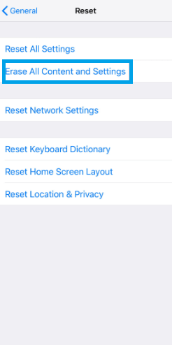 Tap on Erase All Content and Settings - How to Factory Reset iPhone