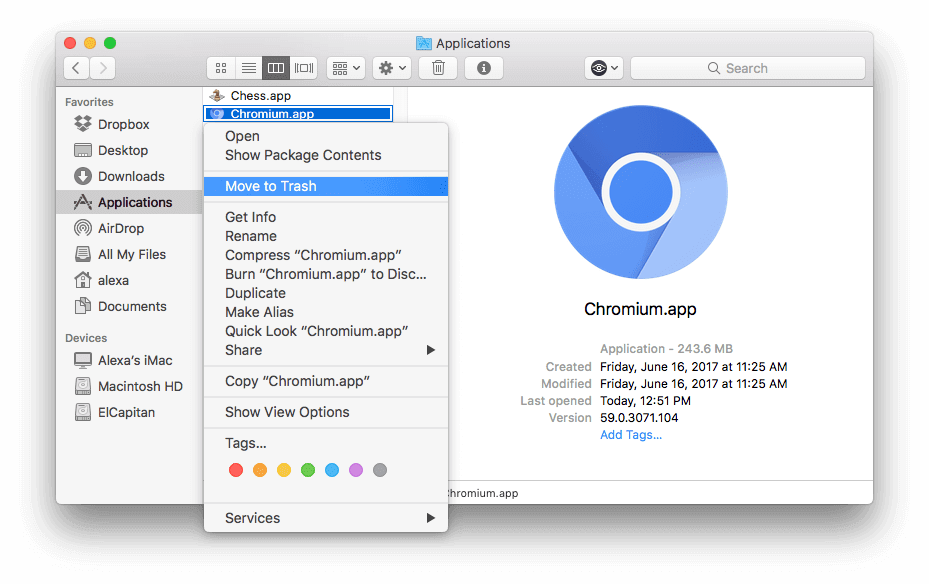 Uninstall Chromium on Mac