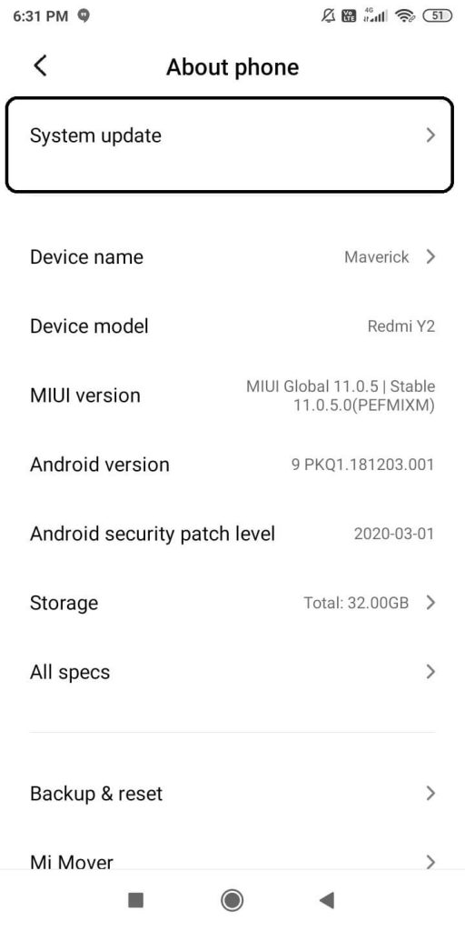 Open System Update to Update Android Phones