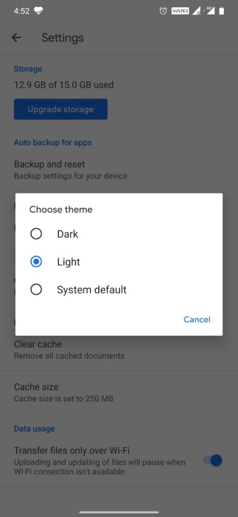 Dark Mode on Google Drive