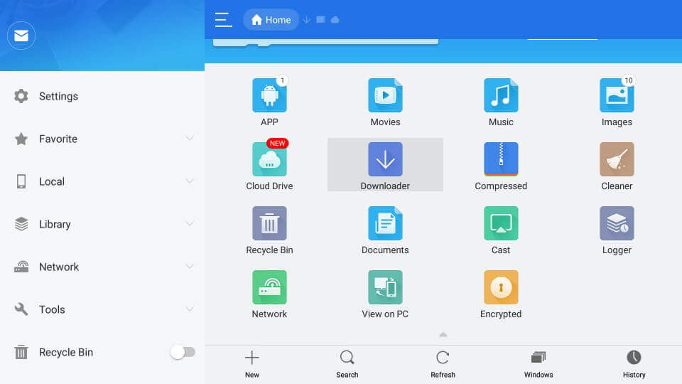 Downloader icon on ES File Explorer