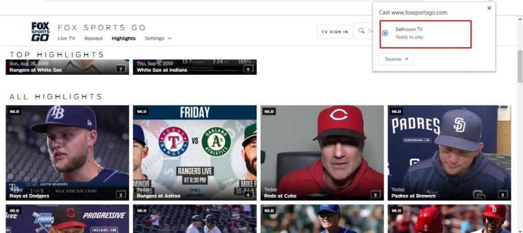 Chromecast Fox Sports Go