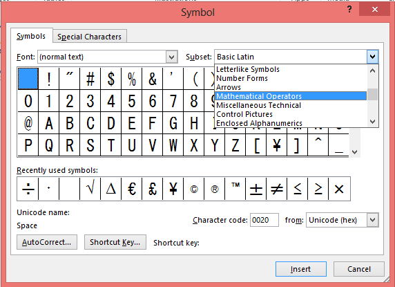 Choose Mathematical Operators 